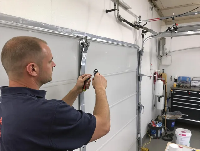 Before and after garage door dent repair by Ledyard Garage Door Repair in Ledyard