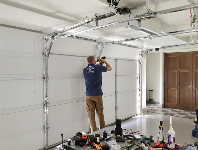 Ledyard Garage Door Repair certified technician performing precision garage door repair in Ledyard