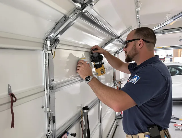 Ledyard Garage Door Repair technician quieting a noisy garage door in Ledyard