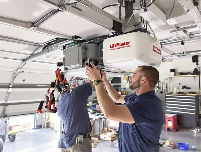 Ledyard Garage Door Repair technician performing advanced diagnostics on garage opener in Ledyard