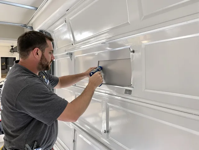 Garage door panel repair by Ledyard Garage Door Repair in Ledyard
